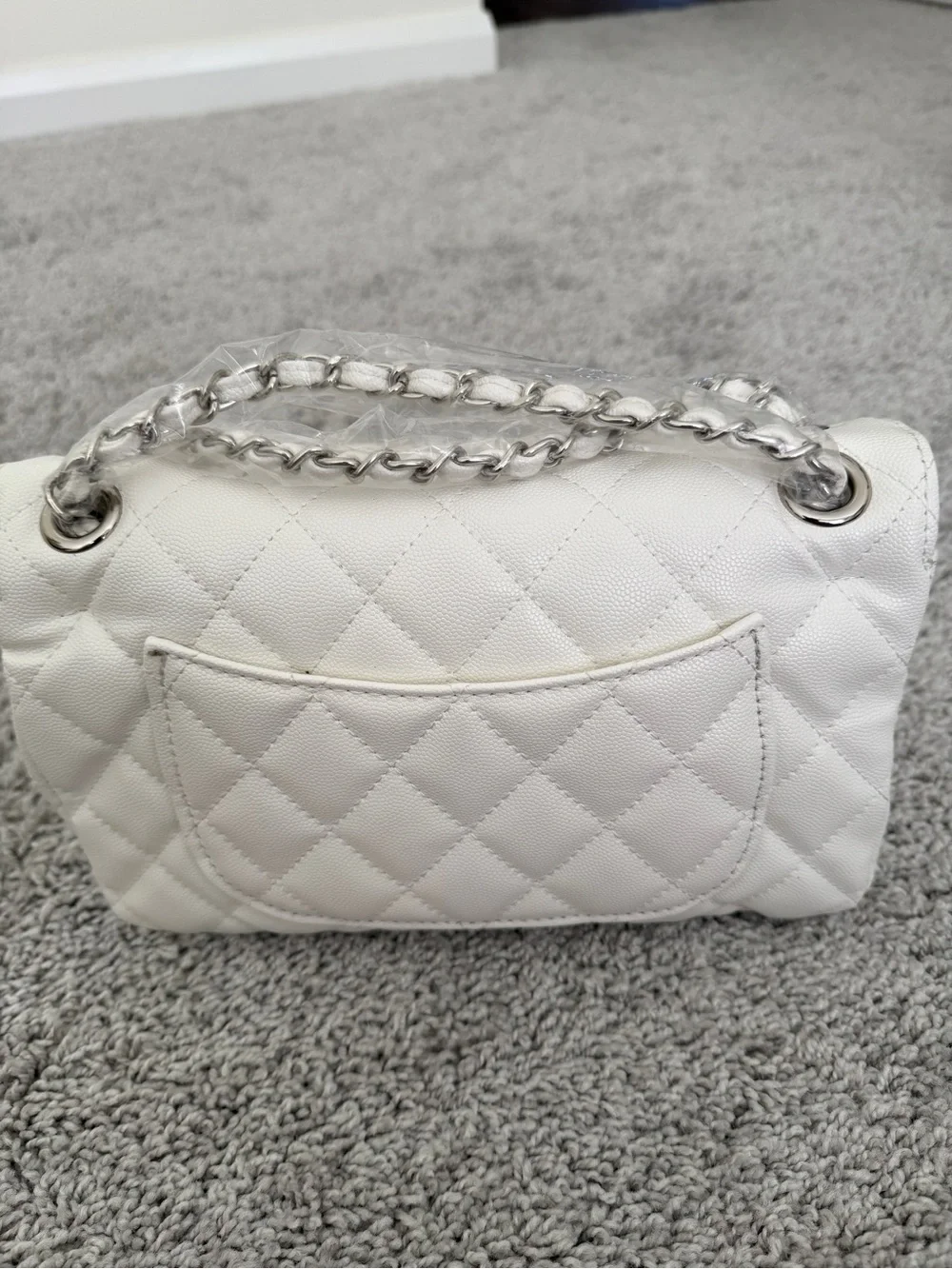 INSPIRED… Quilted Flap Bag in White with Silver Hardware